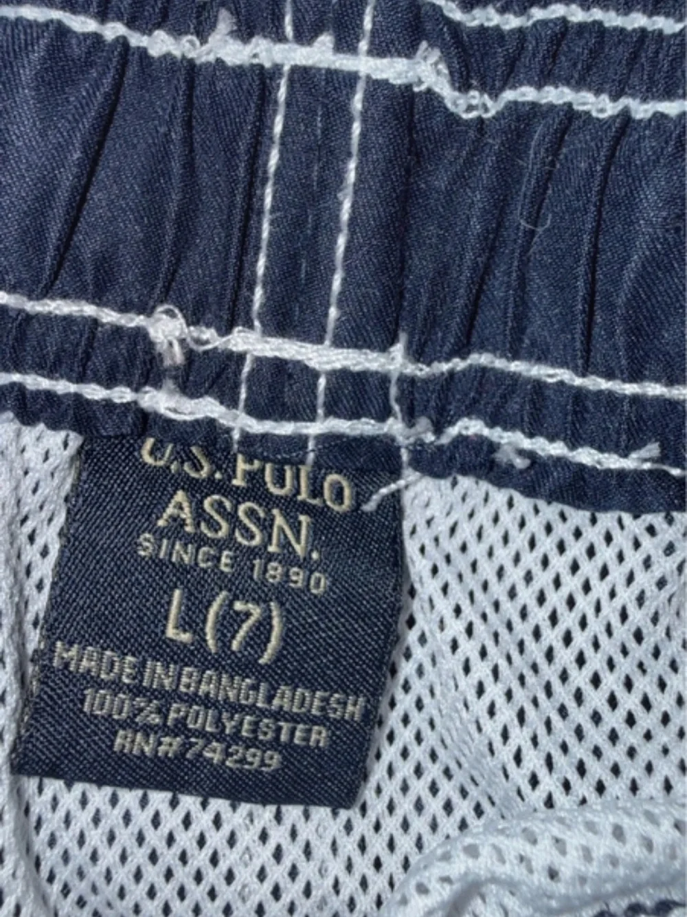 Boys U.S. Polo Assn. Navy Swim Shorts with Neon Green Stripe